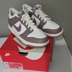 Nike Dunk Low White and Mauve-Tone Leather